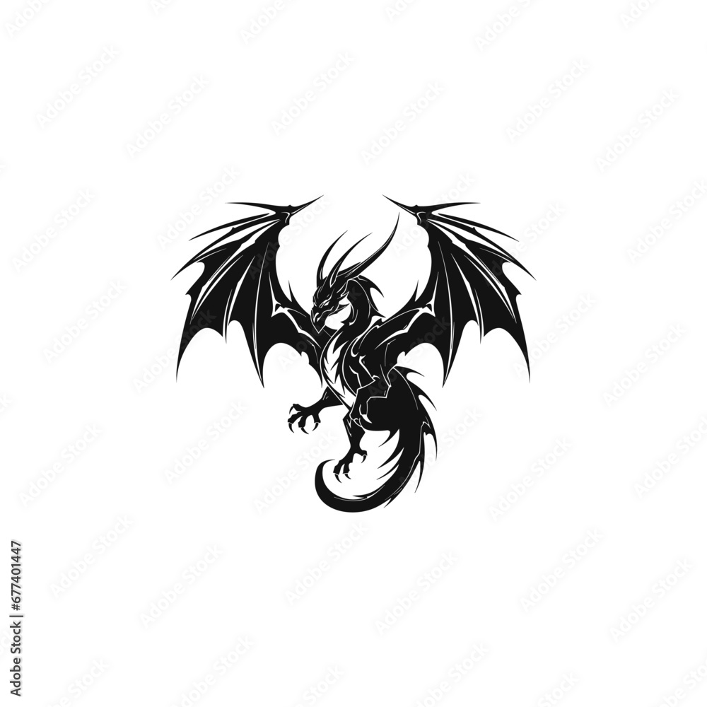 Dragon logo icons. Ancient mythical serpent symbol
