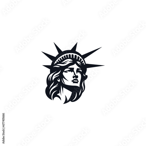 circle Statue liberty drawing art logo design template illustration