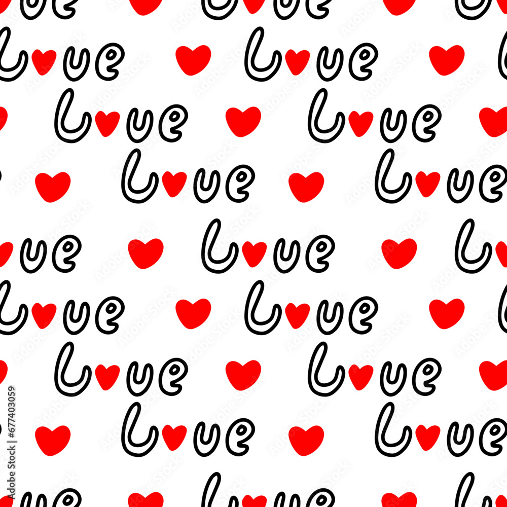 valentine pattern with hearts and love quote 