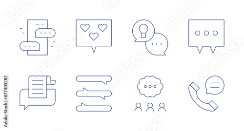 Messaging icons Editable stroke Containing chat, document, speech bubble, conversation, advice.