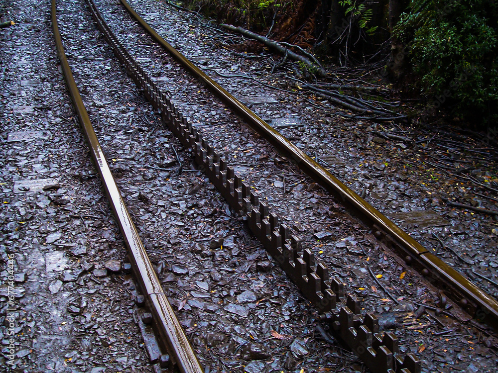Fototapeta premium Railway Track With Helper Chain