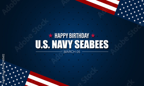 Happy  Birthday US Navy Seabees March 05 Background Vector Illustration 