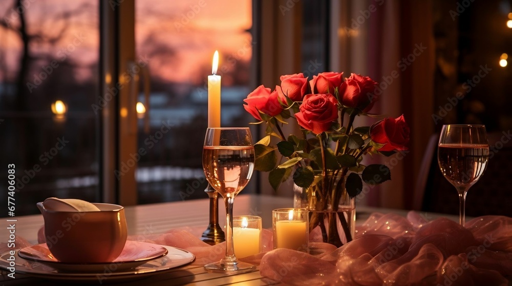 A romantic dinner table set for two
A romantic dinner table set for two