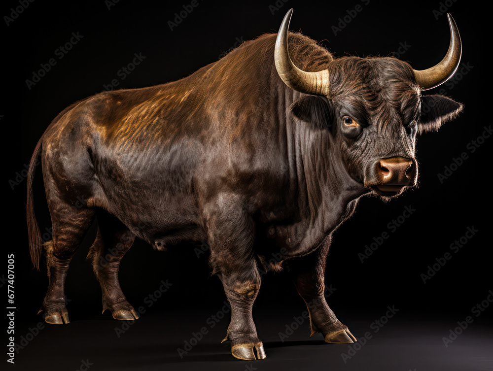 Bull Studio Shot Isolated on Clear White Background, Generative AI Bull Studio Shot Isolated on Clear White Background, Generative AI