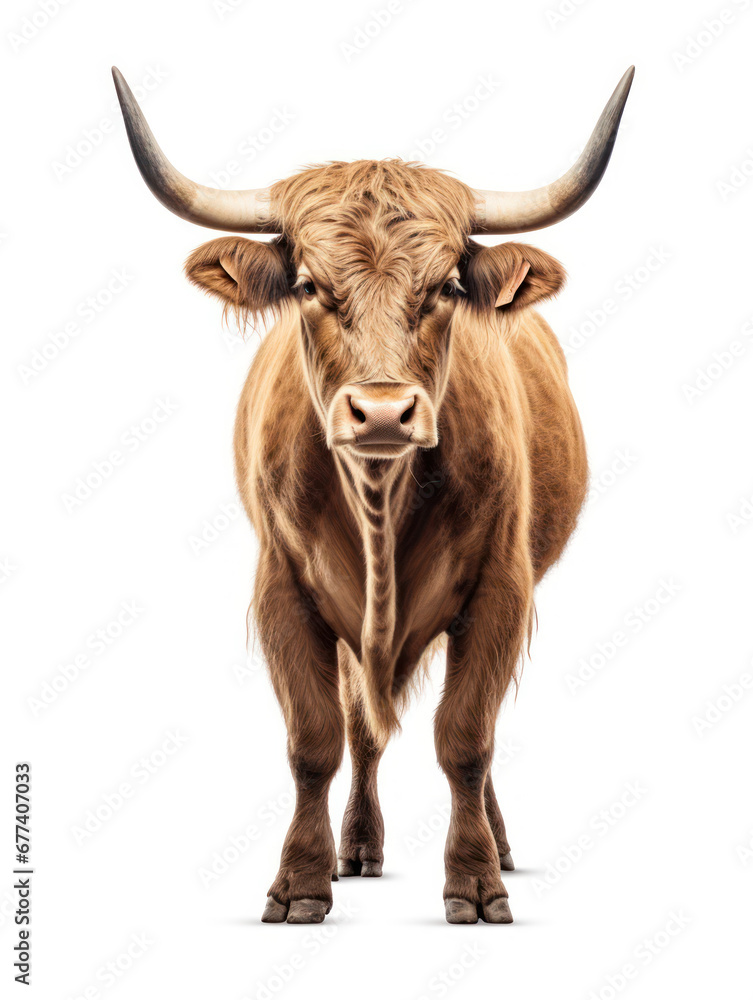 Bull Studio Shot Isolated on Clear White Background, Generative AI Bull Studio Shot Isolated on Clear White Background, Generative AI