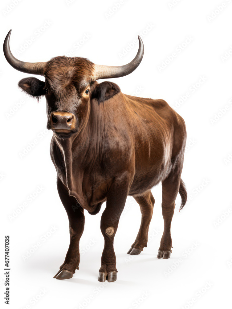 Bull Studio Shot Isolated on Clear White Background, Generative AI