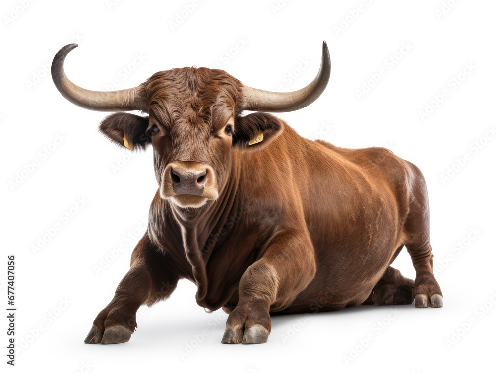 Bull Studio Shot Isolated on Clear White Background, Generative AI Bull Studio Shot Isolated on Clear White Background, Generative AI