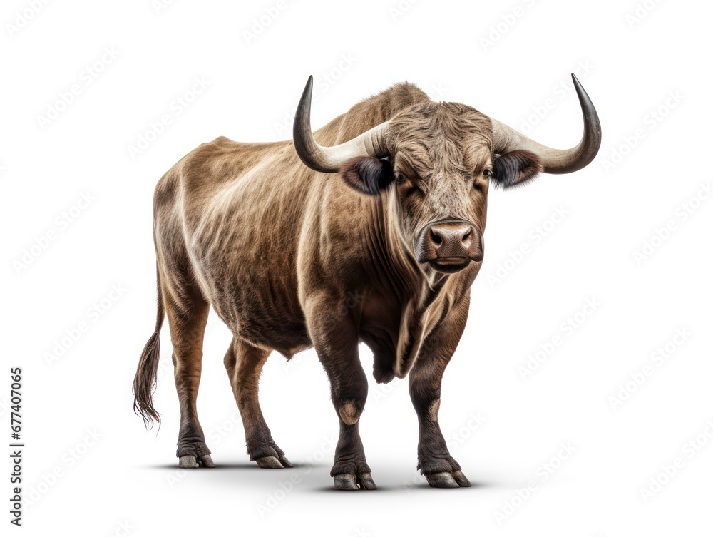 Bull Studio Shot Isolated on Clear White Background, Generative AI Bull Studio Shot Isolated on Clear White Background, Generative AI