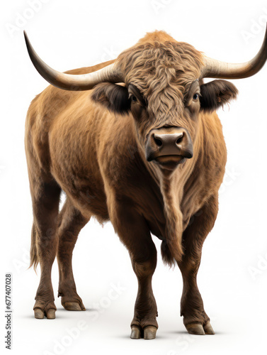 Bull Studio Shot Isolated on Clear White Background, Generative AI