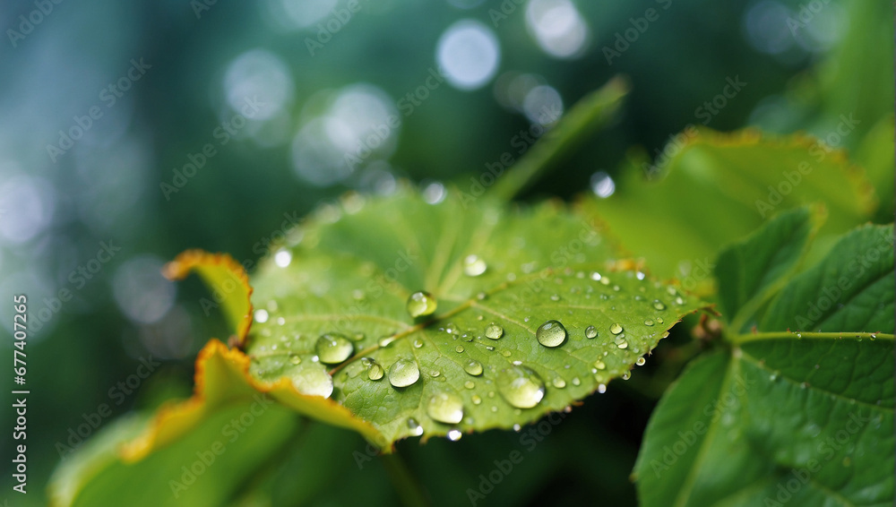 dew droplets on the leaves natural concept