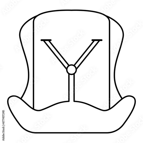 Baby car seat line art. Vector illustration with baby theme and flat line vector style. Editable vector element.
