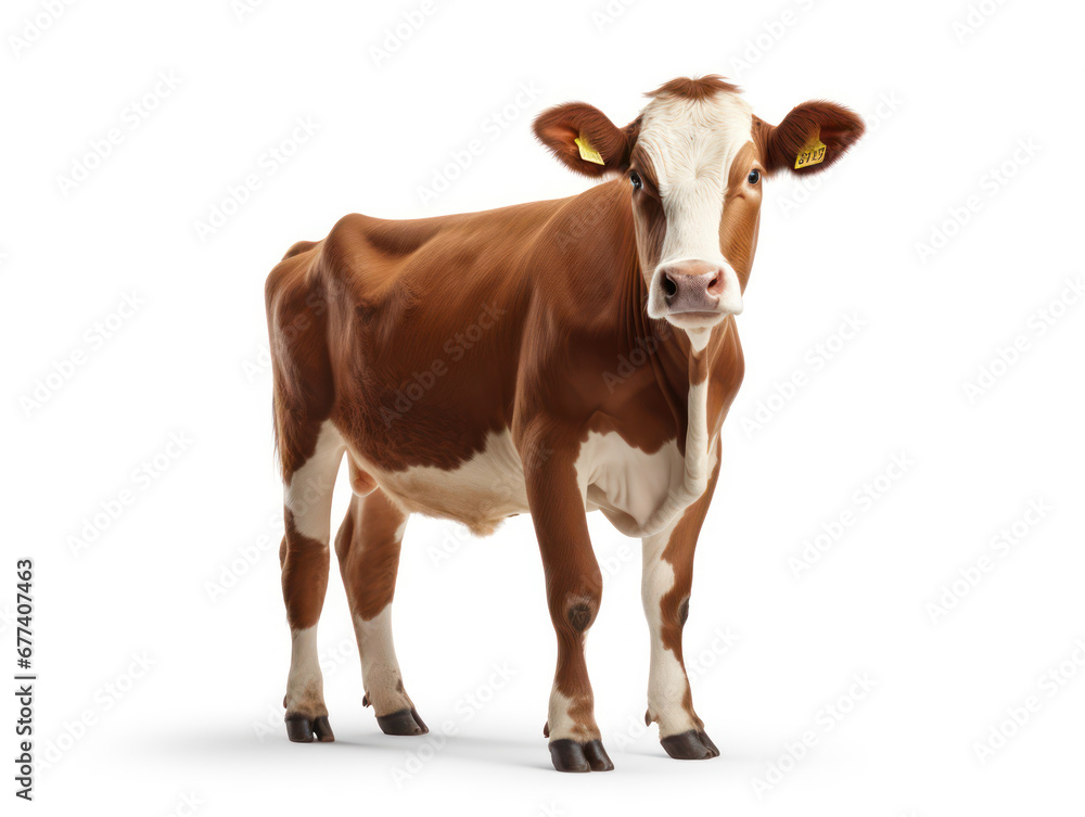 Cow Studio Shot Isolated on Clear White Background, Generative AI Cow Studio Shot Isolated on Clear White Background, Generative AI