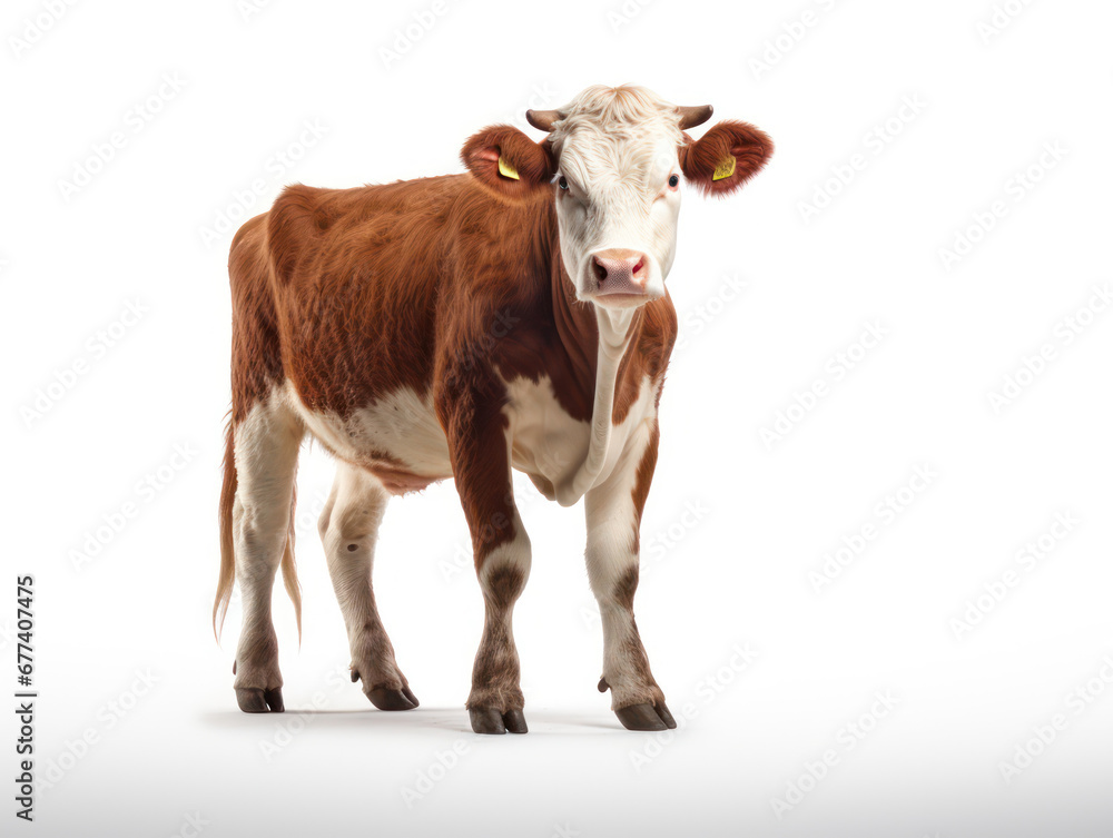 Cow Studio Shot Isolated on Clear White Background, Generative AI