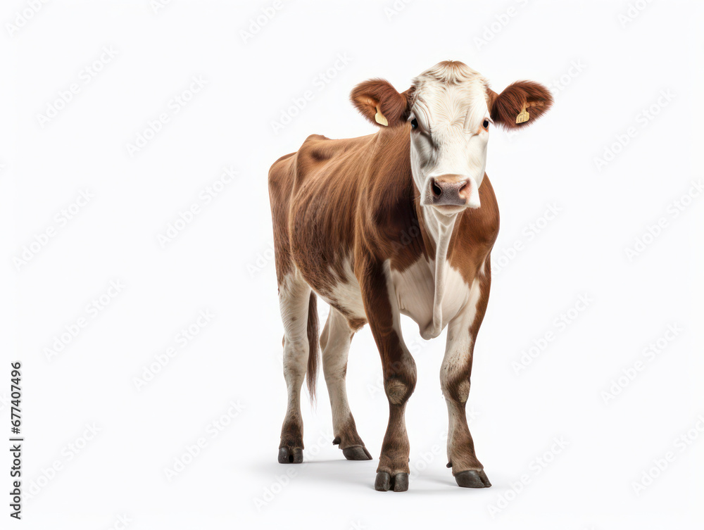 Cow Studio Shot Isolated on Clear White Background, Generative AI