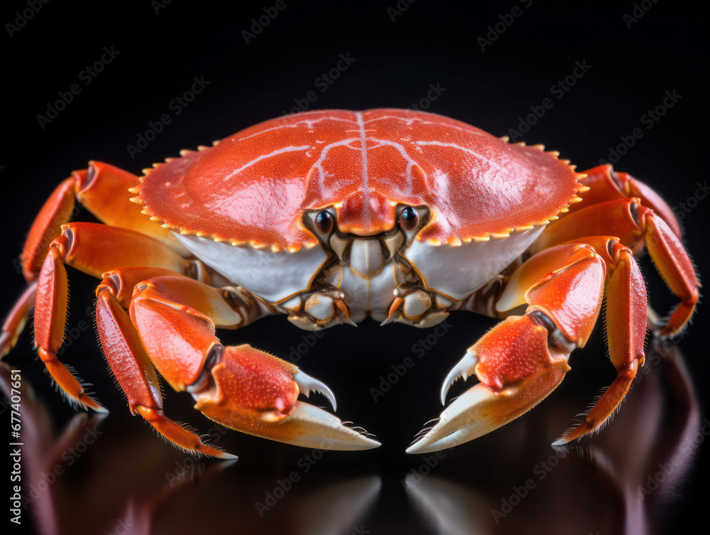 Crab Studio Shot Isolated on Clear Black Background, Generative AI