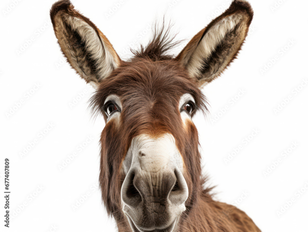 Donkey Studio Shot Isolated on Clear White Background, Generative AI