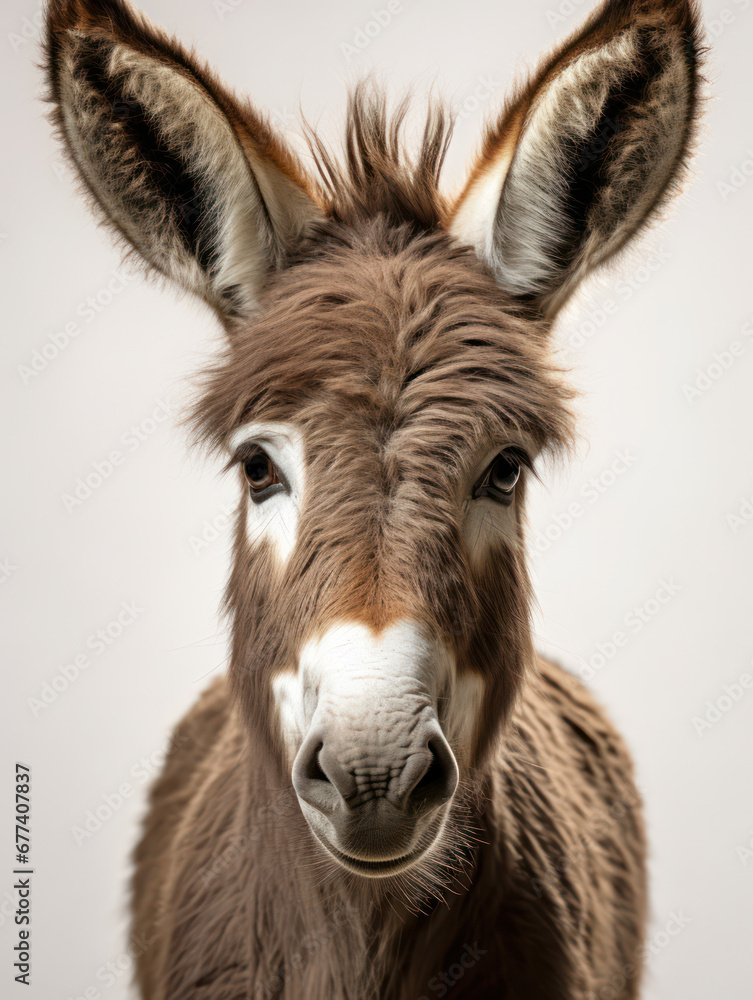 Donkey Studio Shot Isolated on Clear White Background, Generative AI Donkey Studio Shot Isolated on Clear White Background, Generative AI