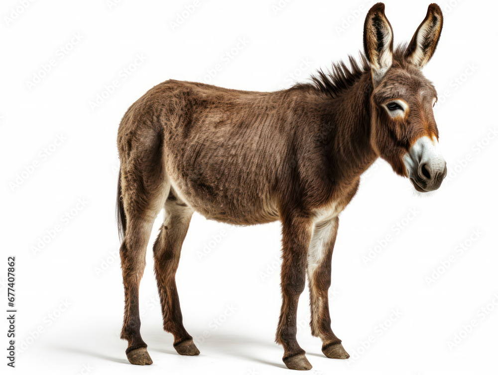 Donkey Studio Shot Isolated on Clear White Background, Generative AI Donkey Studio Shot Isolated on Clear White Background, Generative AI