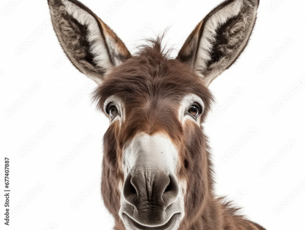 Donkey Studio Shot Isolated on Clear White Background, Generative AI Donkey Studio Shot Isolated on Clear White Background, Generative AI