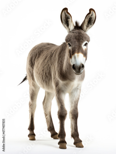 Donkey Studio Shot Isolated on Clear White Background, Generative AI © Vig