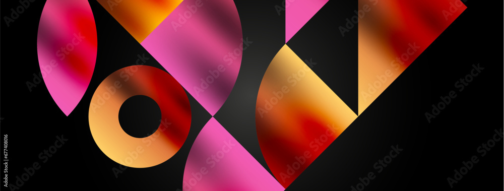 Artistic arrangement of triangles, lines, and circular elements in a mesmerizing geometric mosaic pattern, offering a visually dynamic and captivating composition Artistic arrangement of triangles, lines, and circular elements in a mesmerizing geometric mosaic pattern, offering a visually dynamic and captivating composition