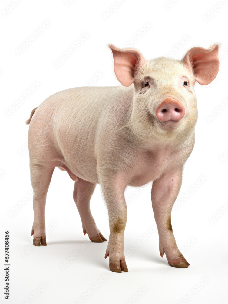 Pig Studio Shot Isolated on Clear White Background, Generative AI Pig Studio Shot Isolated on Clear White Background, Generative AI