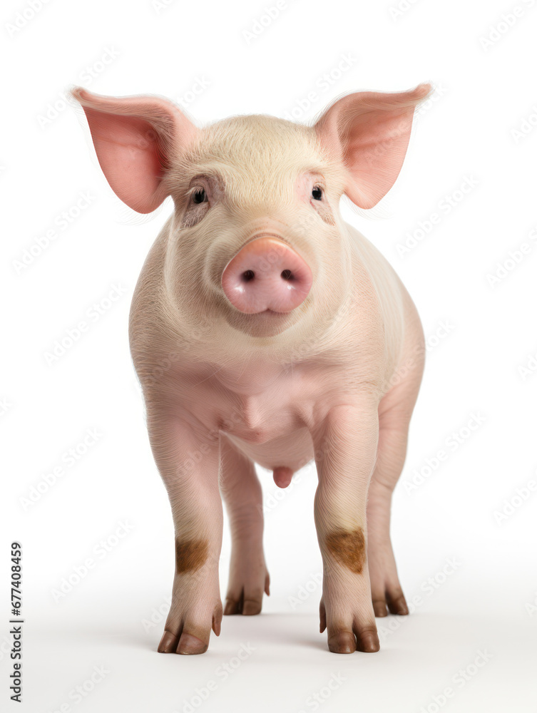 Pig Studio Shot Isolated on Clear White Background, Generative AI Pig Studio Shot Isolated on Clear White Background, Generative AI