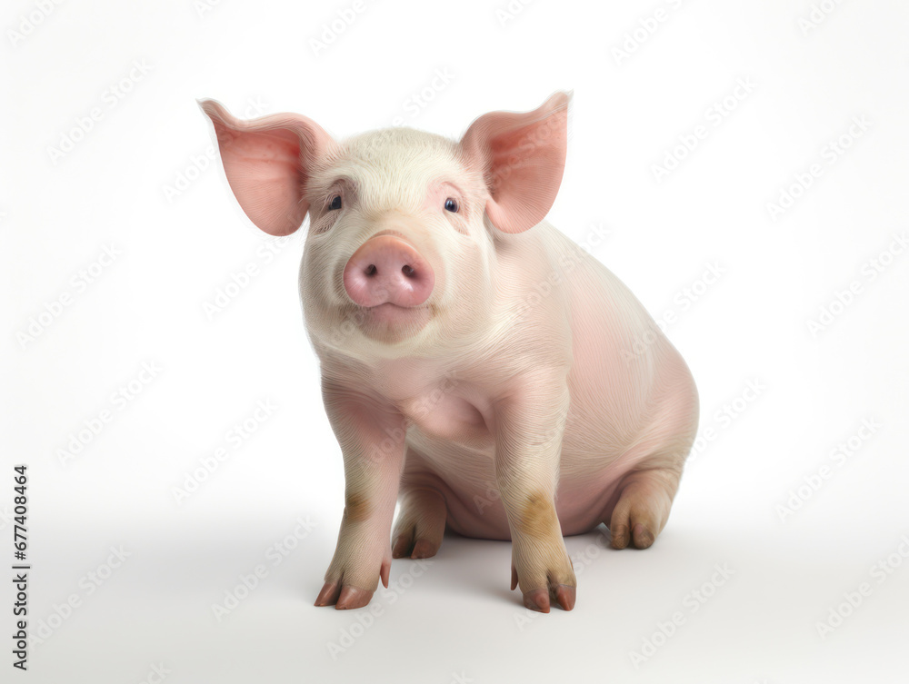 Pig Studio Shot Isolated on Clear White Background, Generative AI Pig Studio Shot Isolated on Clear White Background, Generative AI