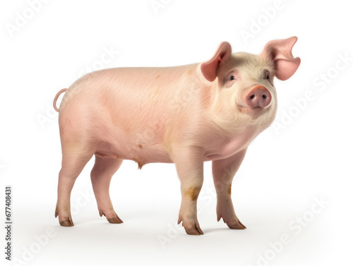 Pig Studio Shot Isolated on Clear White Background  Generative AI