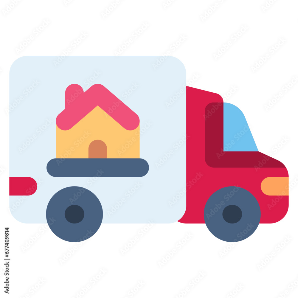 Naklejka premium moving house vector icon. real estate icon flat style. perfect use for logo, presentation, website, and more. simple modern icon design color style