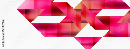 Vivid abstraction unfolds. Triangles in seamless harmony, composing dynamic geometric backdrop. Interplay of angles and hues forms captivating tapestry, evoking modernity and artistic allure