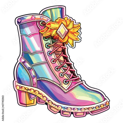 one sailor moon shoes with a rainbow