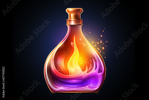 App icon vector style image of a pearlescent bottle on fire