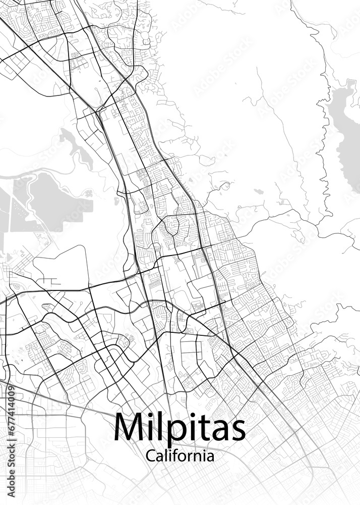 Milpitas California minimalist map
