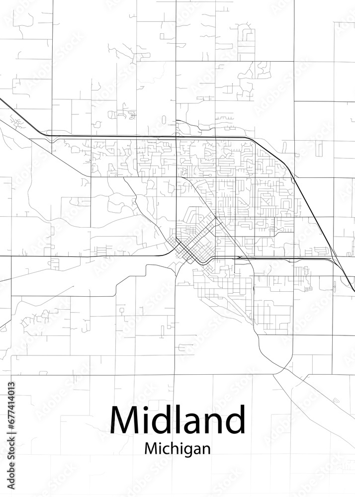 Midland Michigan minimalist map