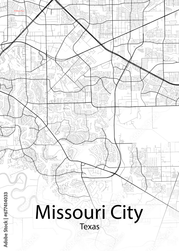 Missouri City Texas minimalist map