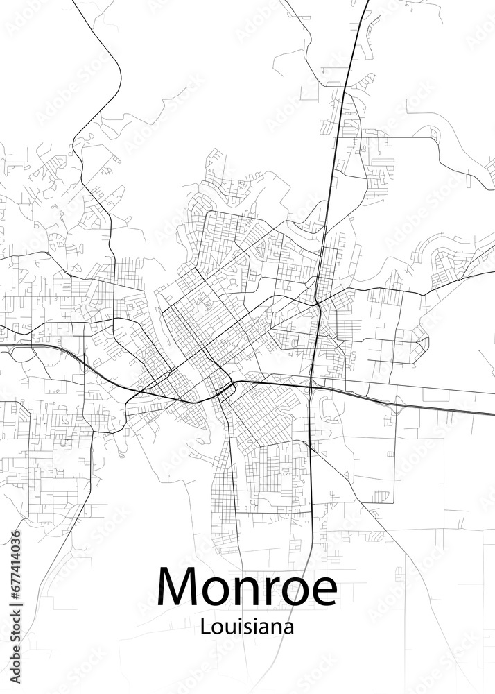 Monroe Louisiana minimalist map