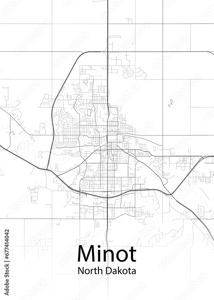 Minot North Dakota minimalist map