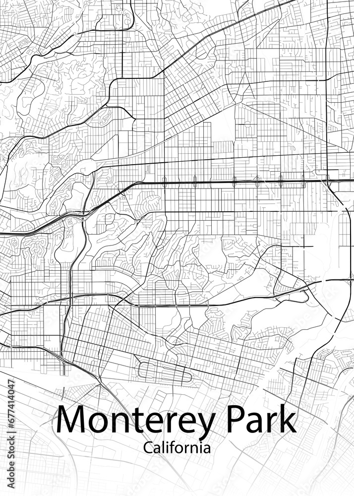 Monterey Park California minimalist map
