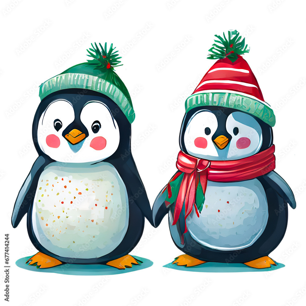 Fototapeta premium penguin characters for winter cards or Christmas prints