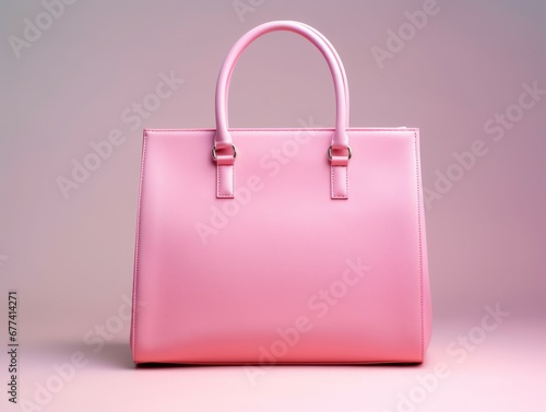 Photo product of beautiful and simple fashion pink handbag, studio photo