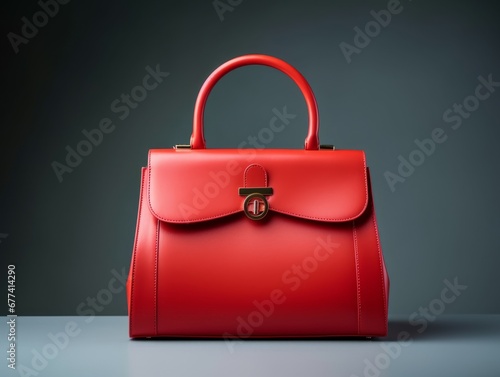 Photo product of beautiful and simple fashion red handbag, studio photo