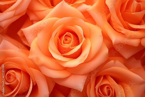 Macro photography of vibrant peach orange rose petals