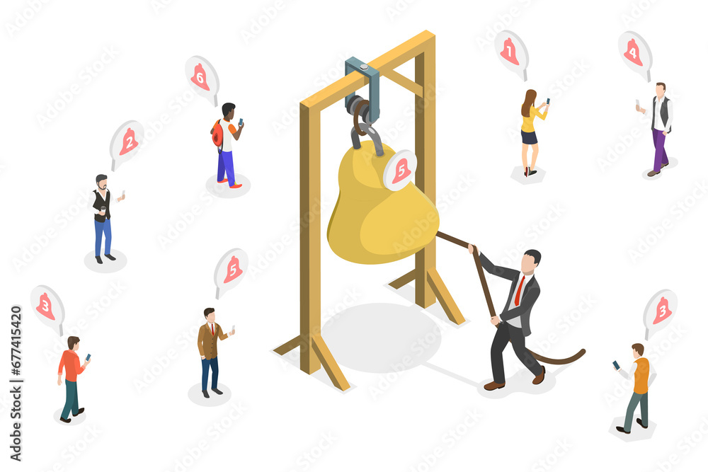 3D Isometric Flat Conceptual Illustration of New Message or Notification, Newsletter Subscription 3D Isometric Flat Conceptual Illustration of New Message or Notification, Newsletter Subscription