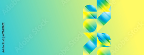 Serene gradient template. Circles and triangles mingle in minimalist perfection. Gentle fusion of forms and hues creates balanced yet captivating backdrop, embodying modern sophistication