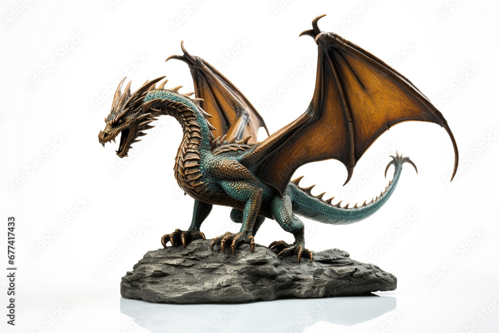 Obraz premium A bronze dragon figurine on a white background