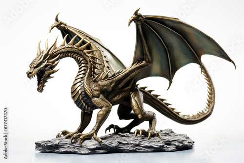 A bronze dragon figurine on a white background © Robin