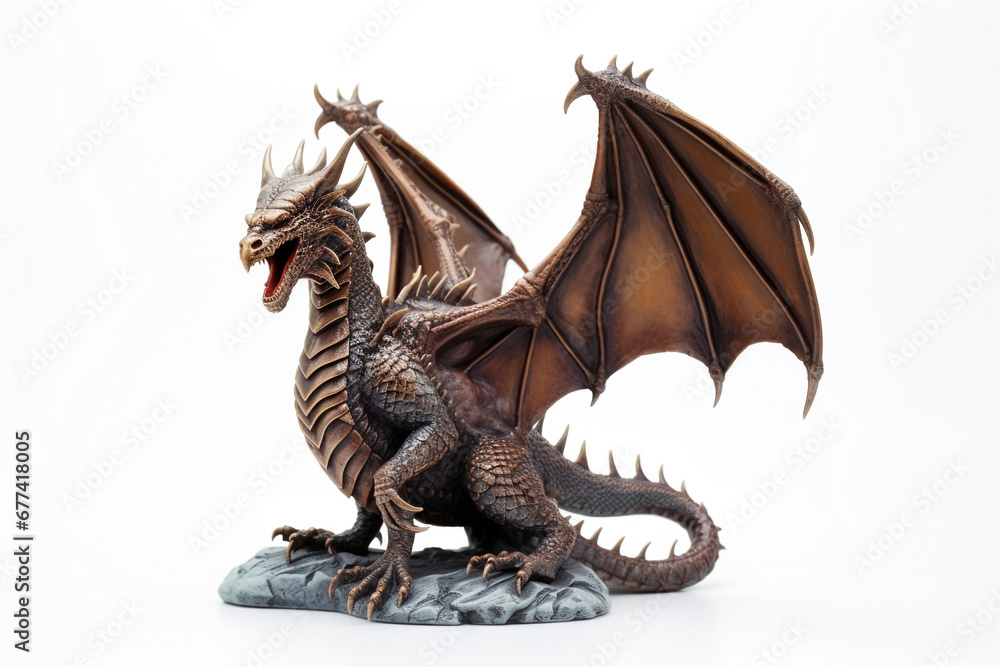 Fototapeta premium A bronze dragon figurine on a white background