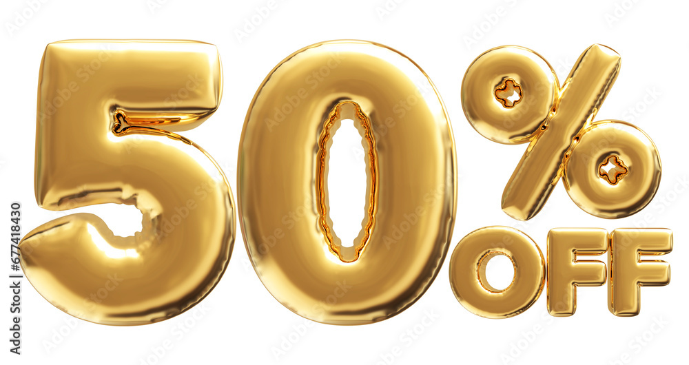 50 Percent Off Sale Discount Gold Number 3D Render 50 Percent Off Sale Discount Gold Number 3D Render