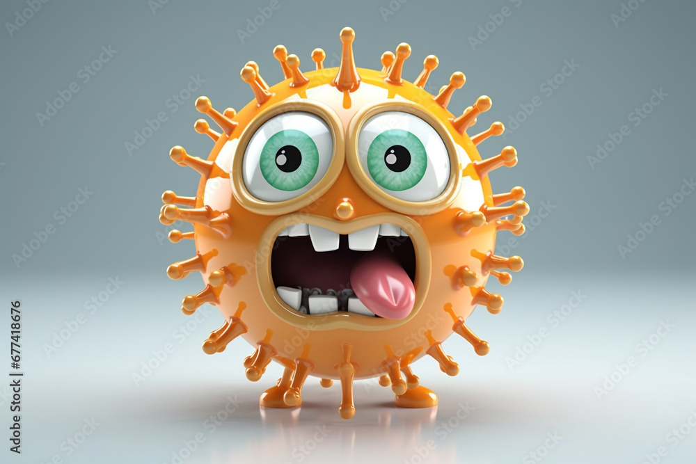 3D Super Funny dangerous coronaviruses in nerd mascot design style 3D Super Funny dangerous coronaviruses in nerd mascot design style